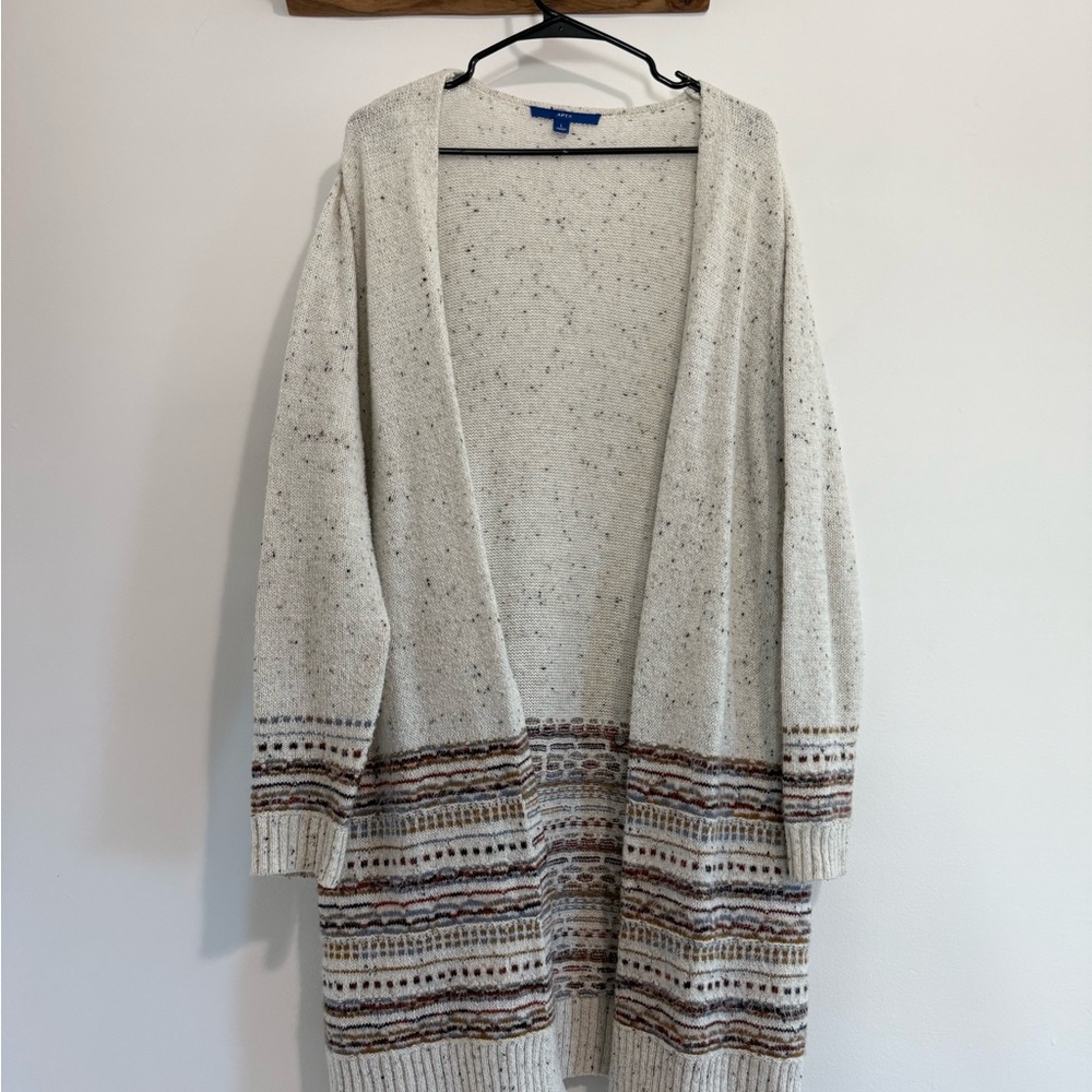 Apt. 9 Cream and Brown Patterned Cardigan
